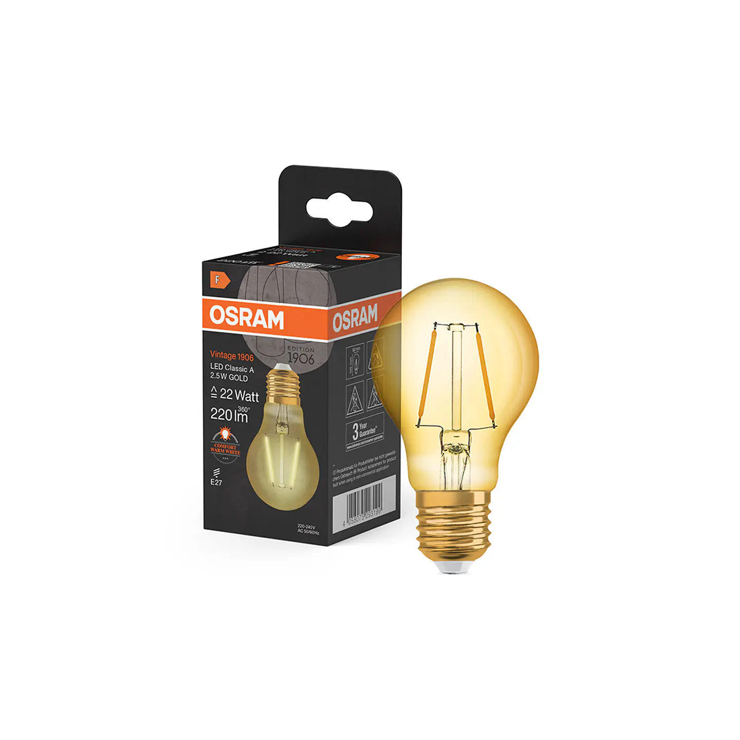Lâmpada LED Vintage 1906 Âmbar STD 2,5W/827 E27 LEDVANCE 3