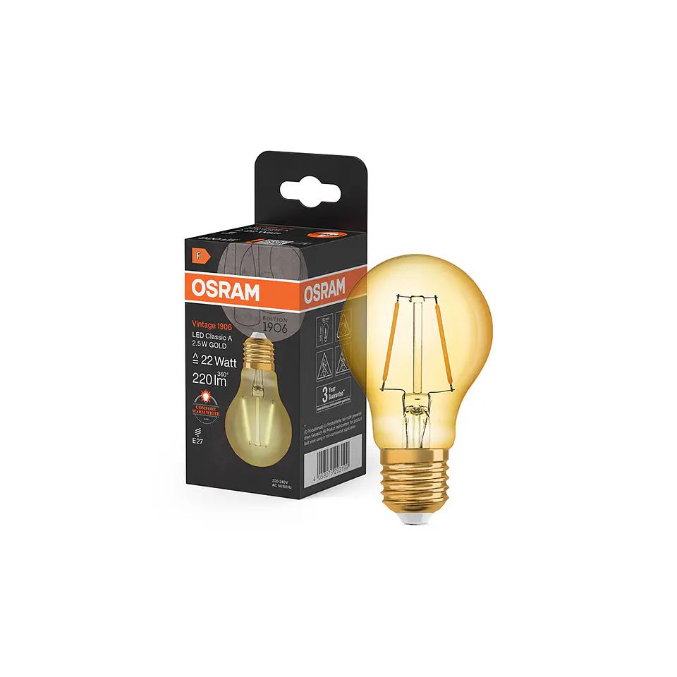 Lâmpada LED Vintage 1906 Âmbar STD 2,5W/827 E27 LEDVANCE 3