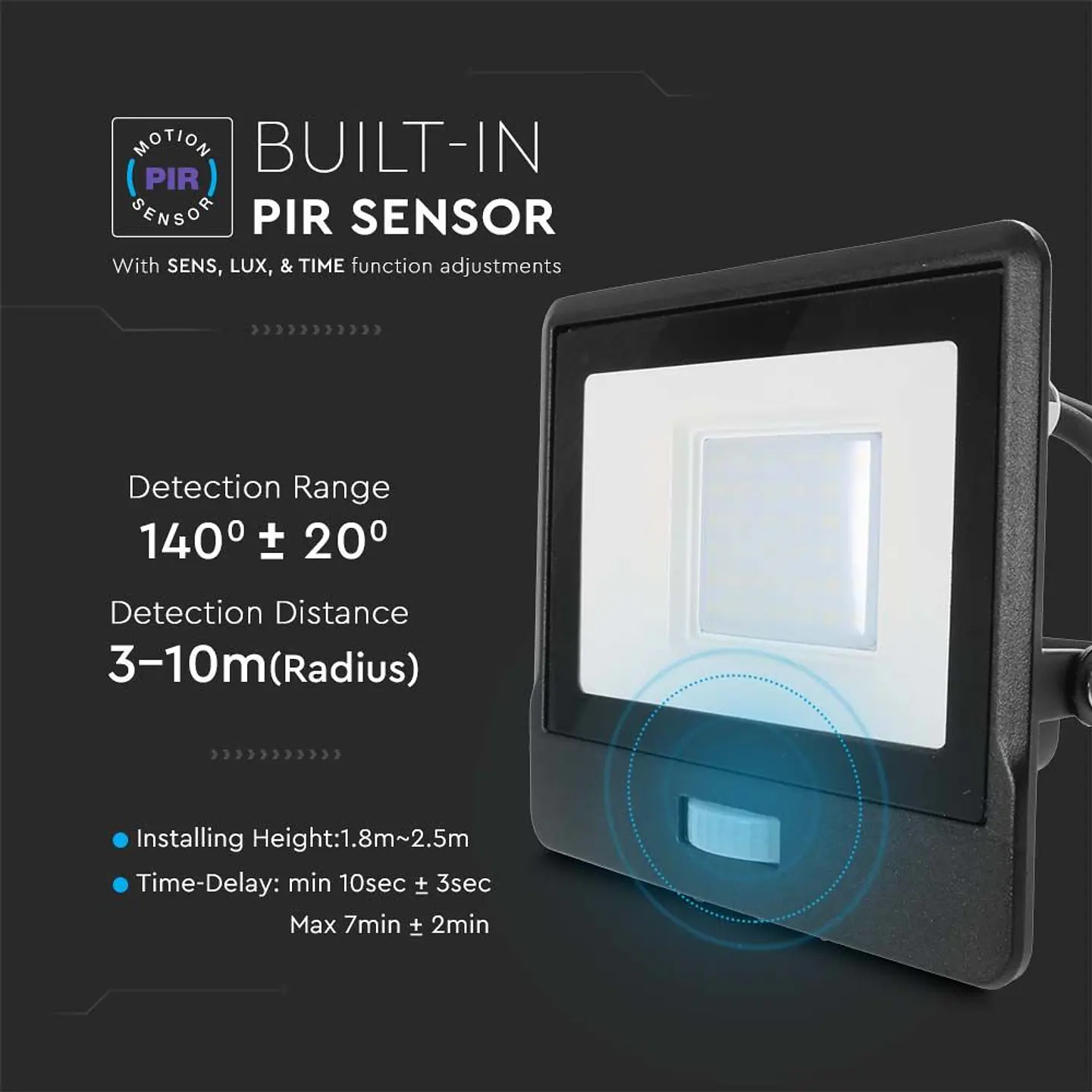 Projetor LED com sensor PIR chip Samsung 30W V-TAC 5