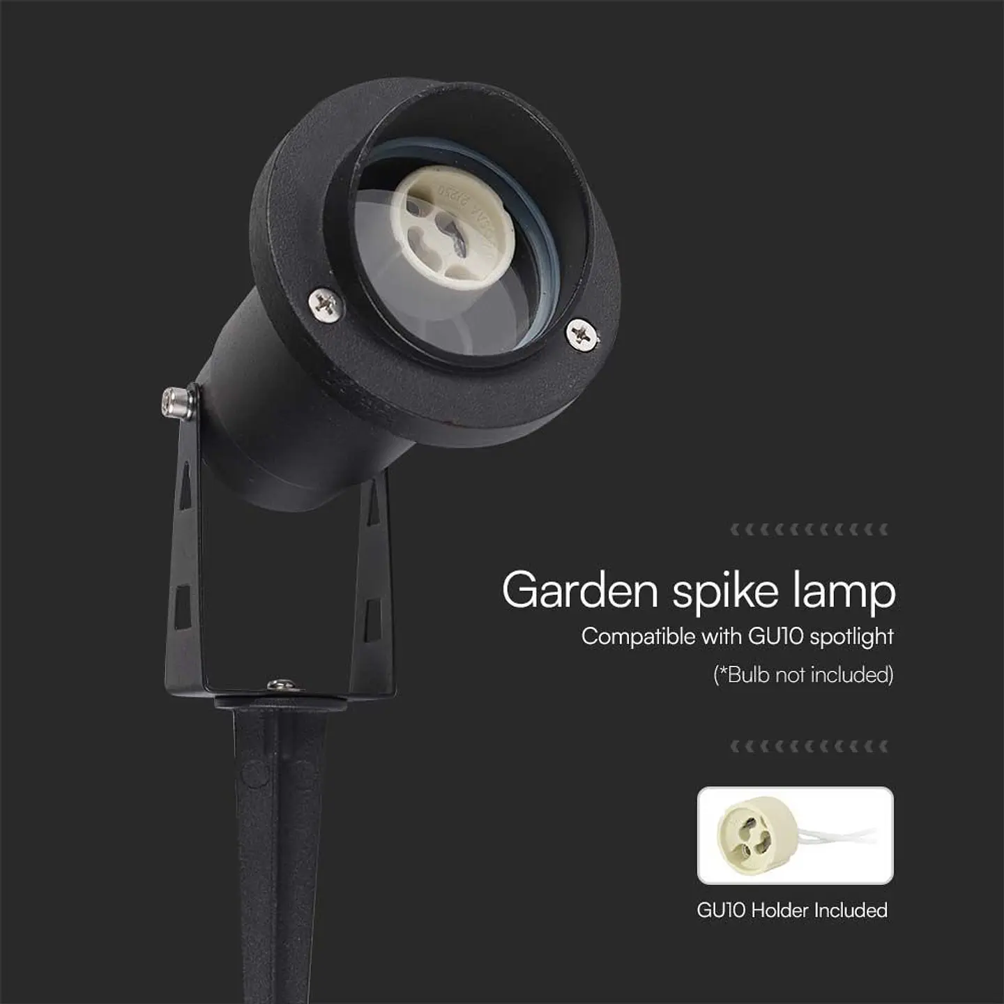 Projetor estaca de jardim para lâmpada GU10 Preto V-TAC 2