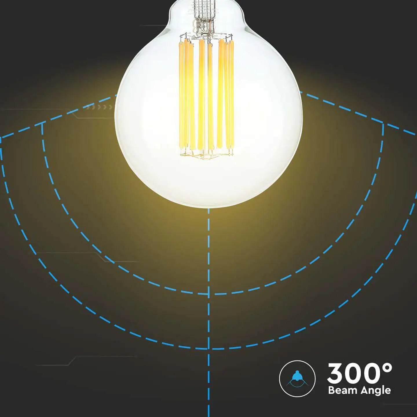 Lâmpada LED de filamento CL 6W 3000K E27 G95 V-TAC 2