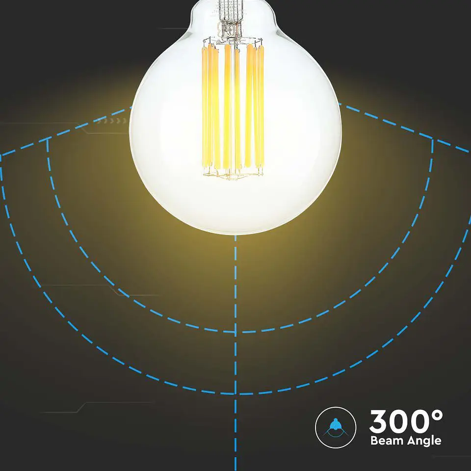 Lâmpada LED de filamento CL 6W 3000K E27 G95 V-TAC 2