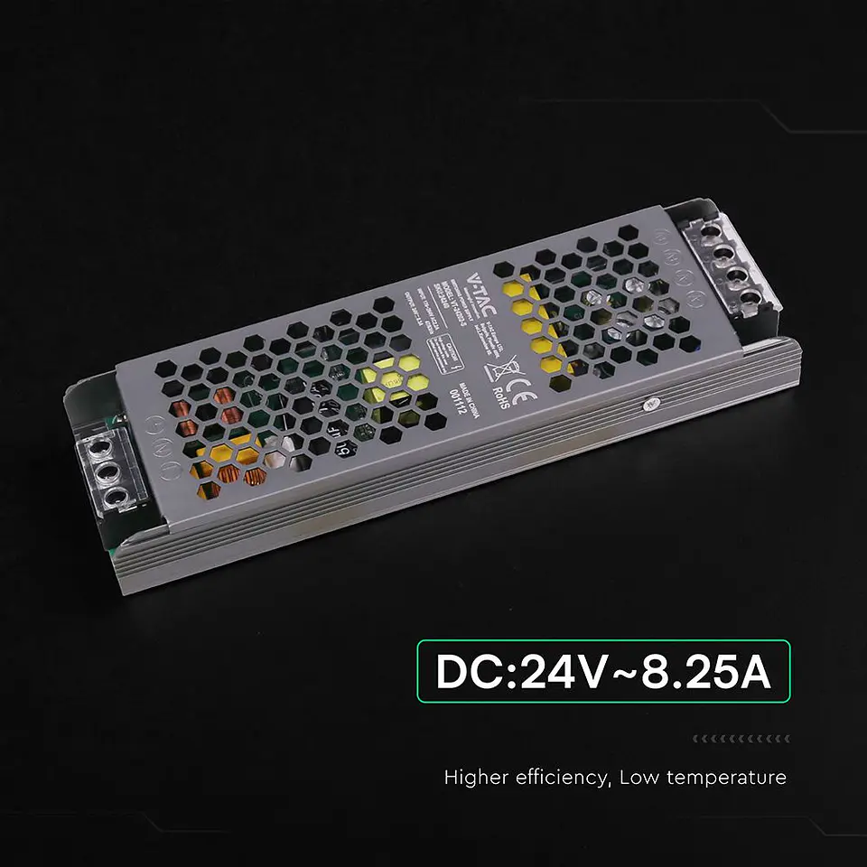 Driver LED Slim Power 200W 24V 8.25A IP20 V-TAC 3