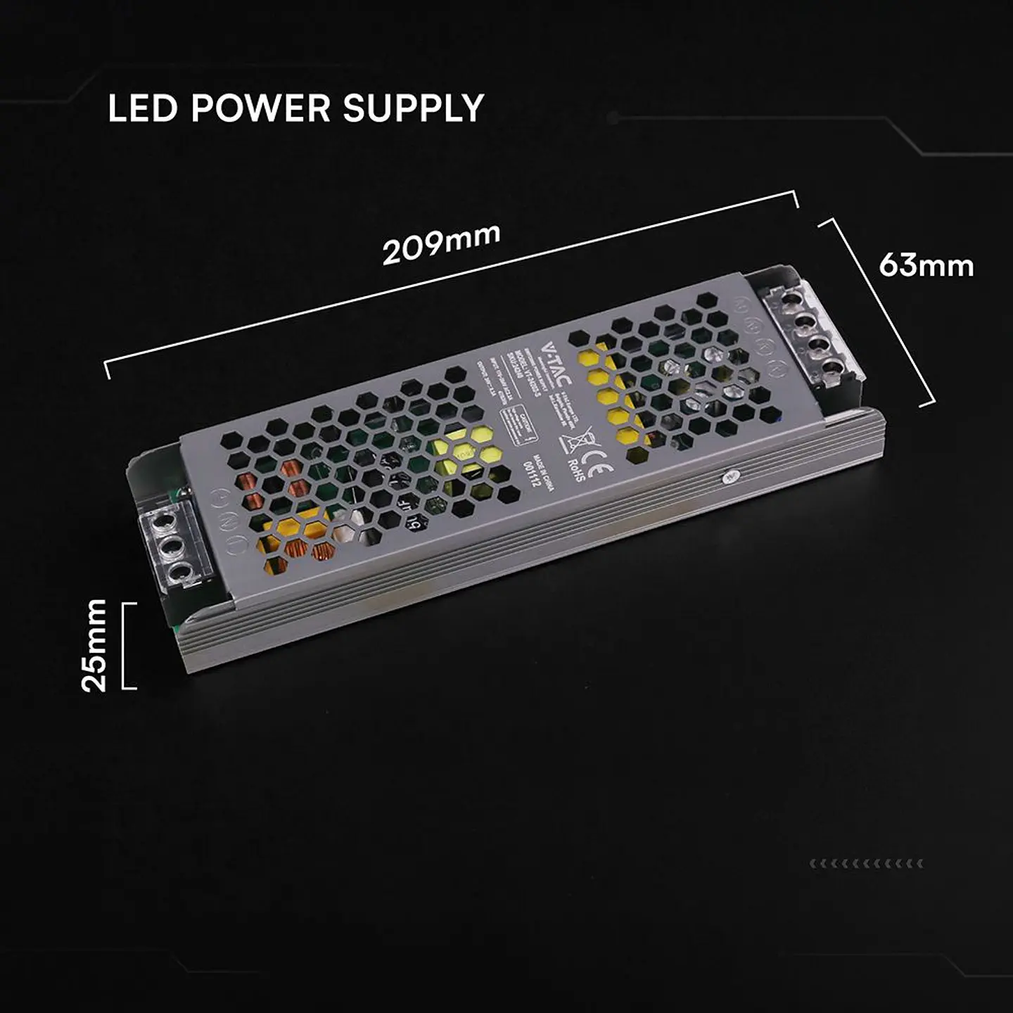 Driver LED Slim Power 200W 24V 8.25A IP20 V-TAC 2