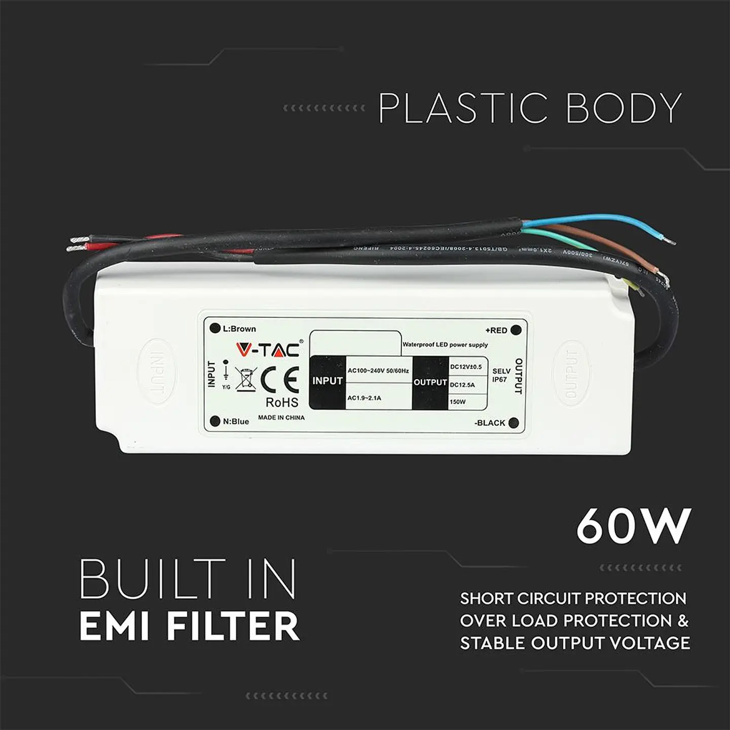 Driver LED 60W 12V IP67 V-TAC 4