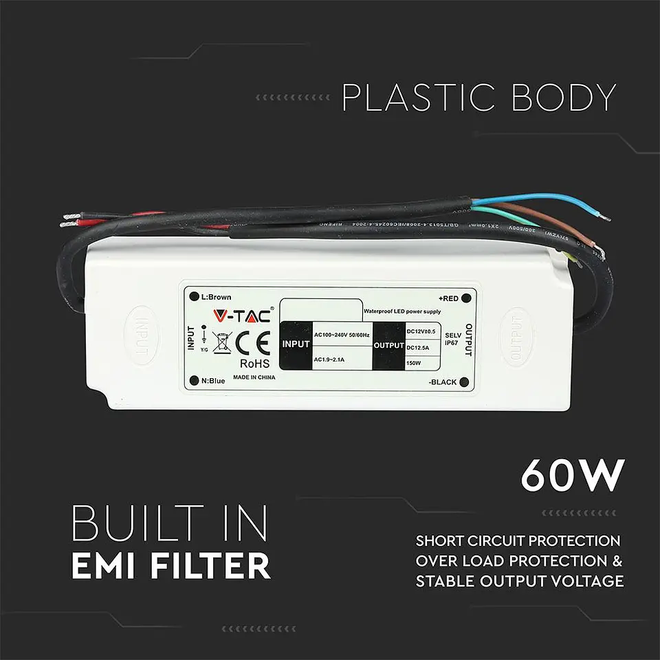 Driver LED 60W 12V IP67 V-TAC 4
