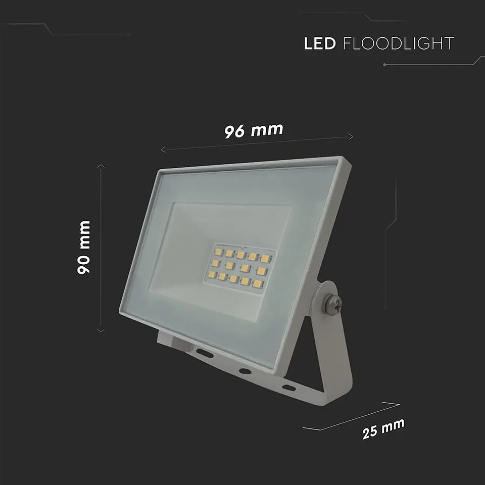 Projetor LED SMD 10W 6500K corpo branco V-TAC 2