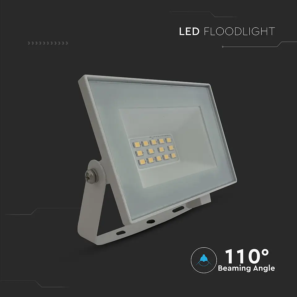 Projetor LED SMD 10W 6500K corpo branco V-TAC 3