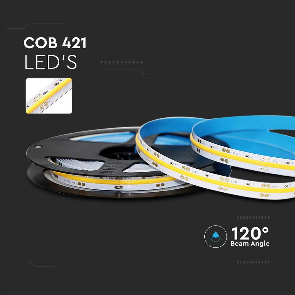 Tira LED COB 421 10W/m 3000K 24V IP20 V-TAC 2