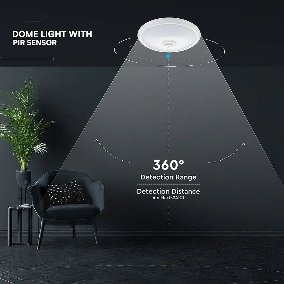 Plafón LED con chip CREE y sensor PIR 12 W 4000 K V-TAC 7