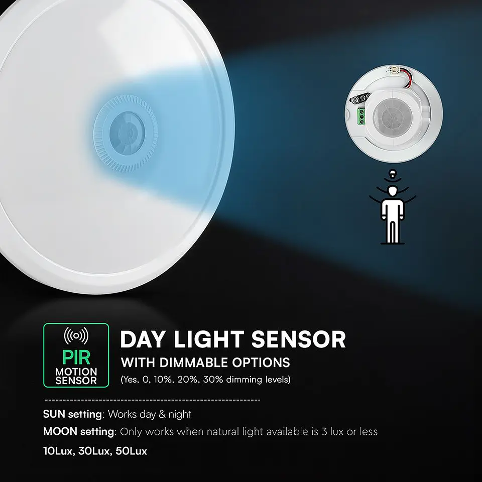 Plafón LED con chip CREE y sensor PIR 12 W 4000 K V-TAC 8