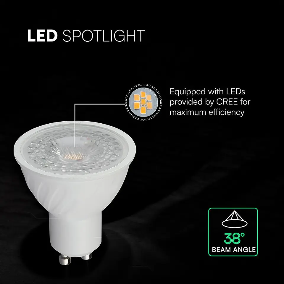 Bombilla LED chip CREE 38D 4,5W 3000K GU10 V-TAC 5