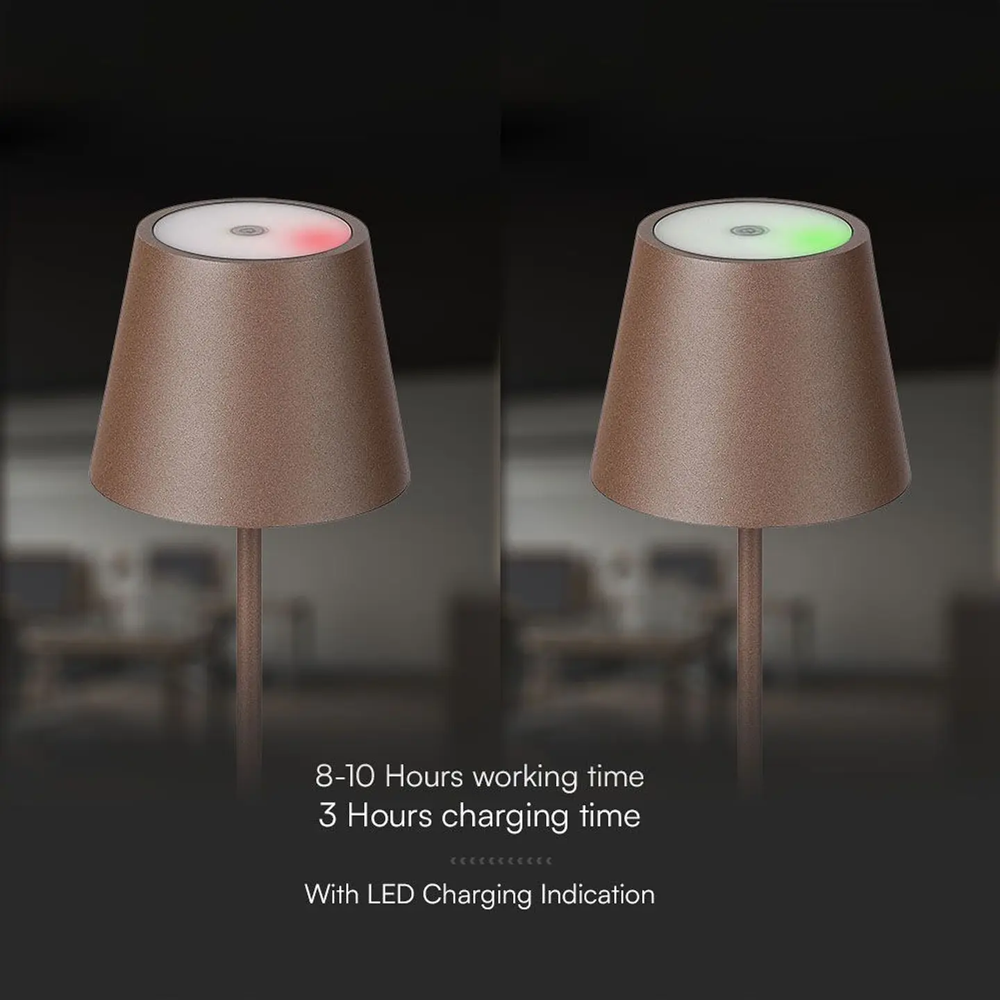 LED table lamp rechargeable 1.5W 3000K IP54 brown V-TAC  9