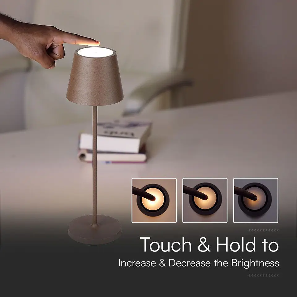 LED table lamp rechargeable 1.5W 3000K IP54 brown V-TAC  7