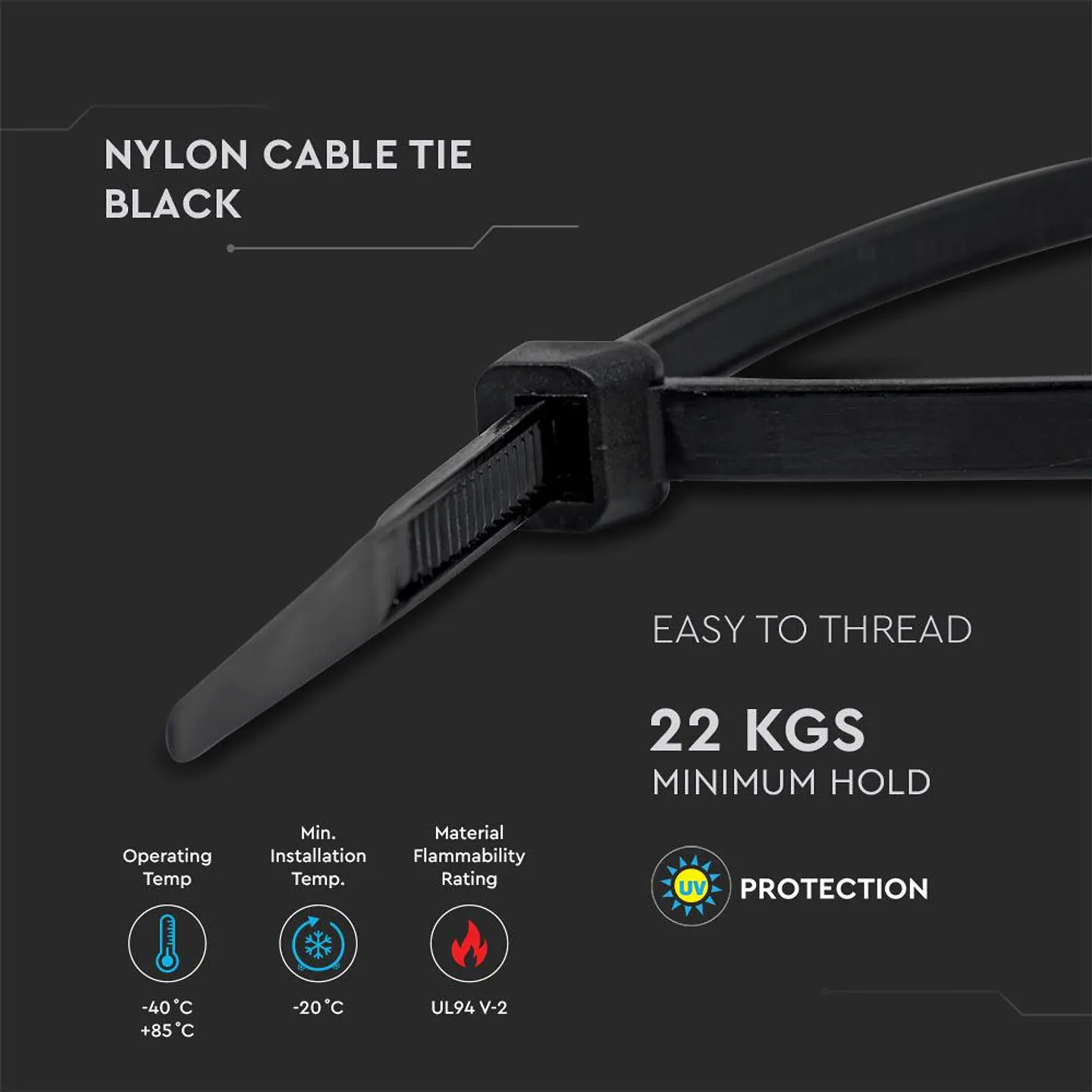 Abrazadera de nailon 4,5X300mm Negra (Pack de 100) V-TAC 4