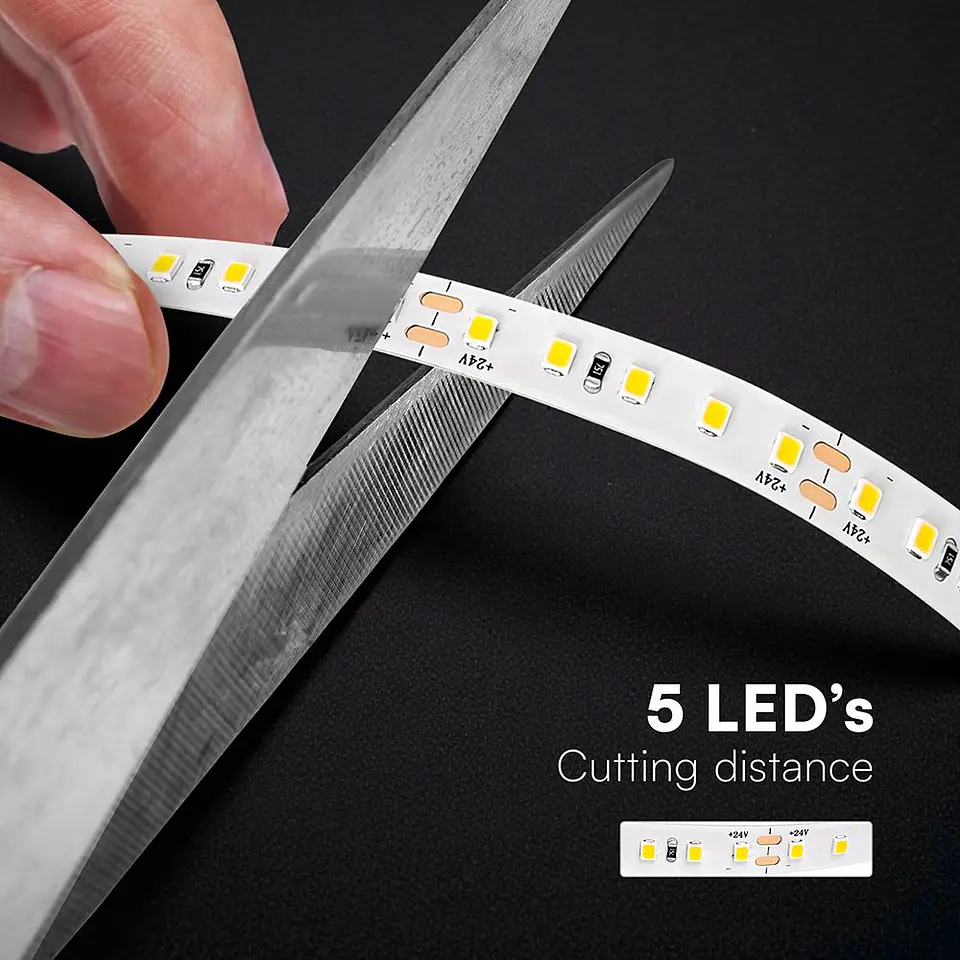Tira LED SMD 2835 120 LEDS 8W/m 3000K 24V IP20 20M V-TAC 3