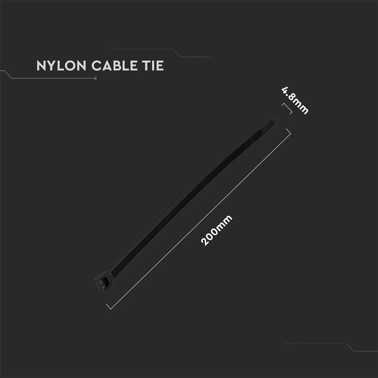 Abrazadera de nailon 4,8X200mm Negra (Pack de 100) V-TAC 3