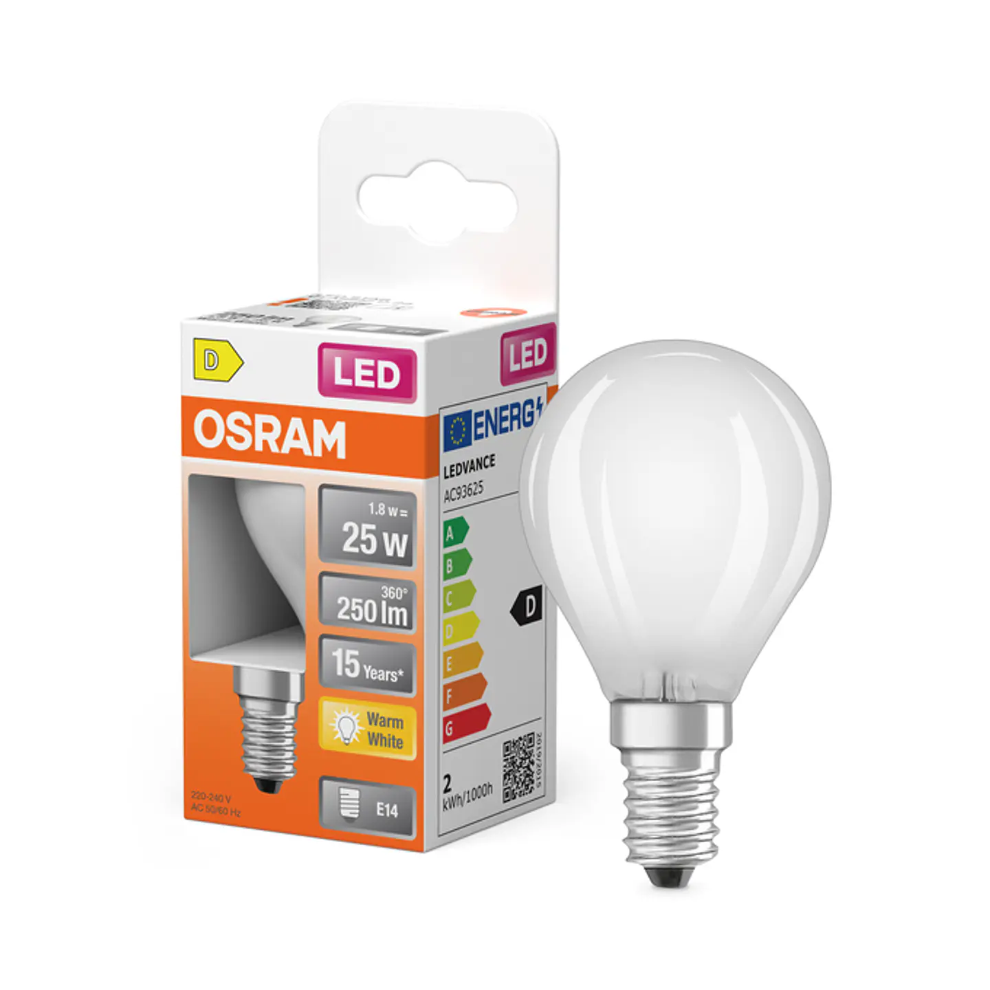 LED STAR CLASSIC P 25 FILAMENTO ND 1.8W/827 FR E14 LEDVANCE 1