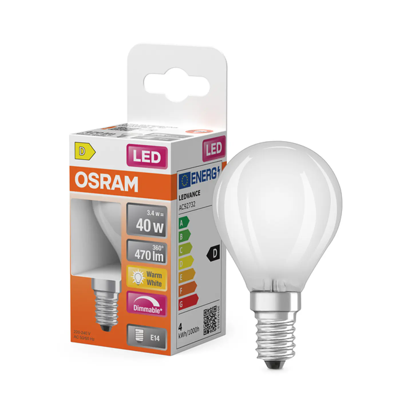 LED SUPERSTAR CLASSIC P 40 FILAMENTO DIM 3.4W/827 FR E14 LEDVANCE 1