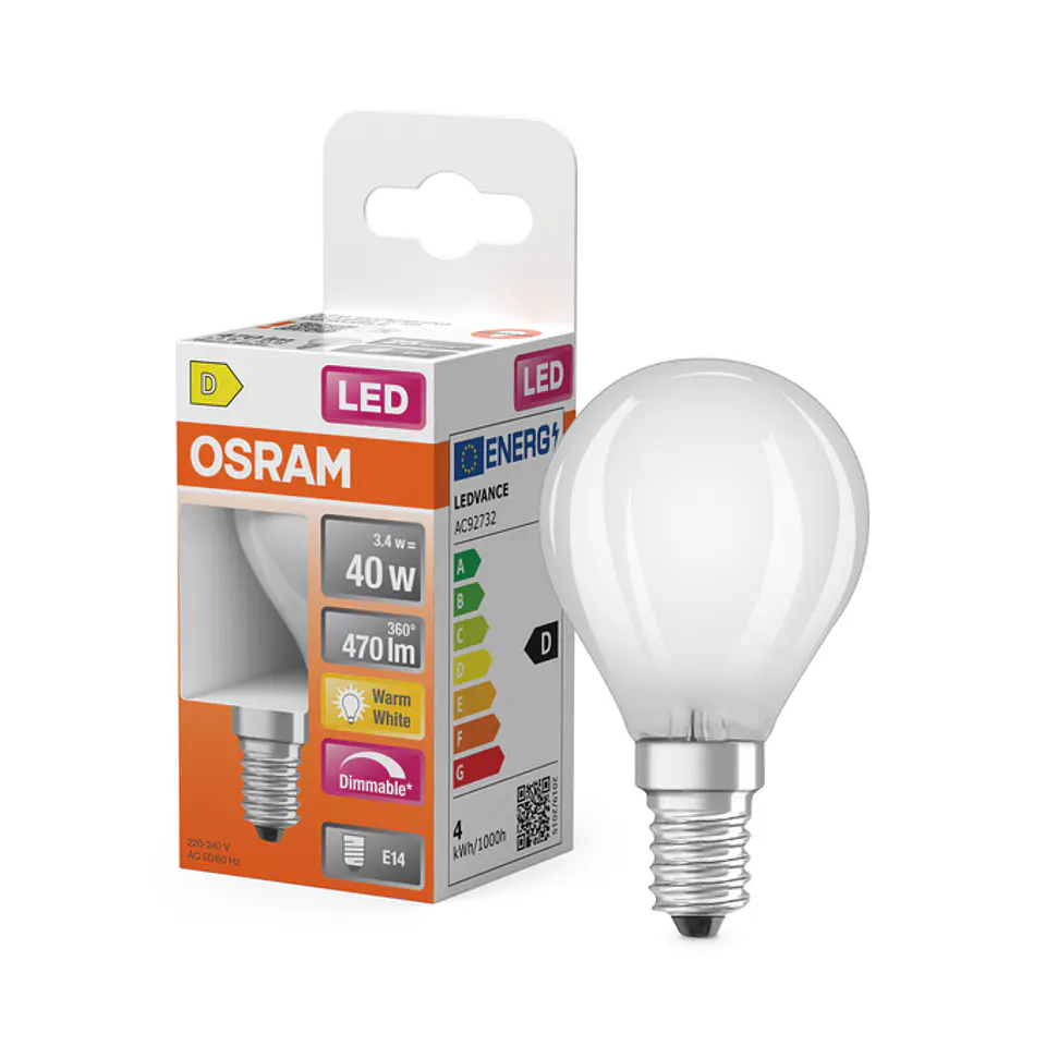 LED SUPERSTAR CLASSIC P 40 FILAMENTO DIM 3.4W/827 FR E14 LEDVANCE 1