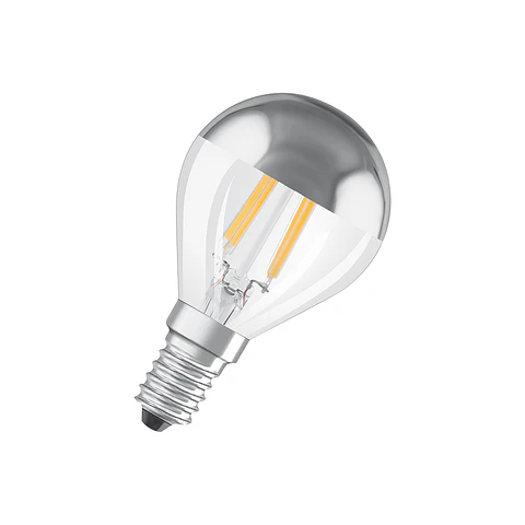 LED Star Classic P 31 filament mirror 4W 827 silver E14 Ledvance