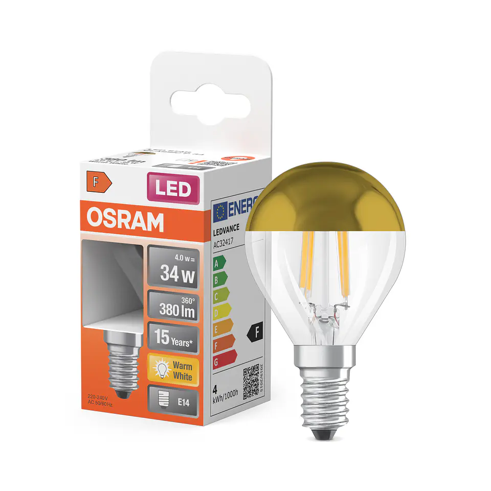 LED STAR CLASSIC P 34 FILAMENTO ESPELHO DOURADO ND 4W/827 CL E14 LEDVANCE 1