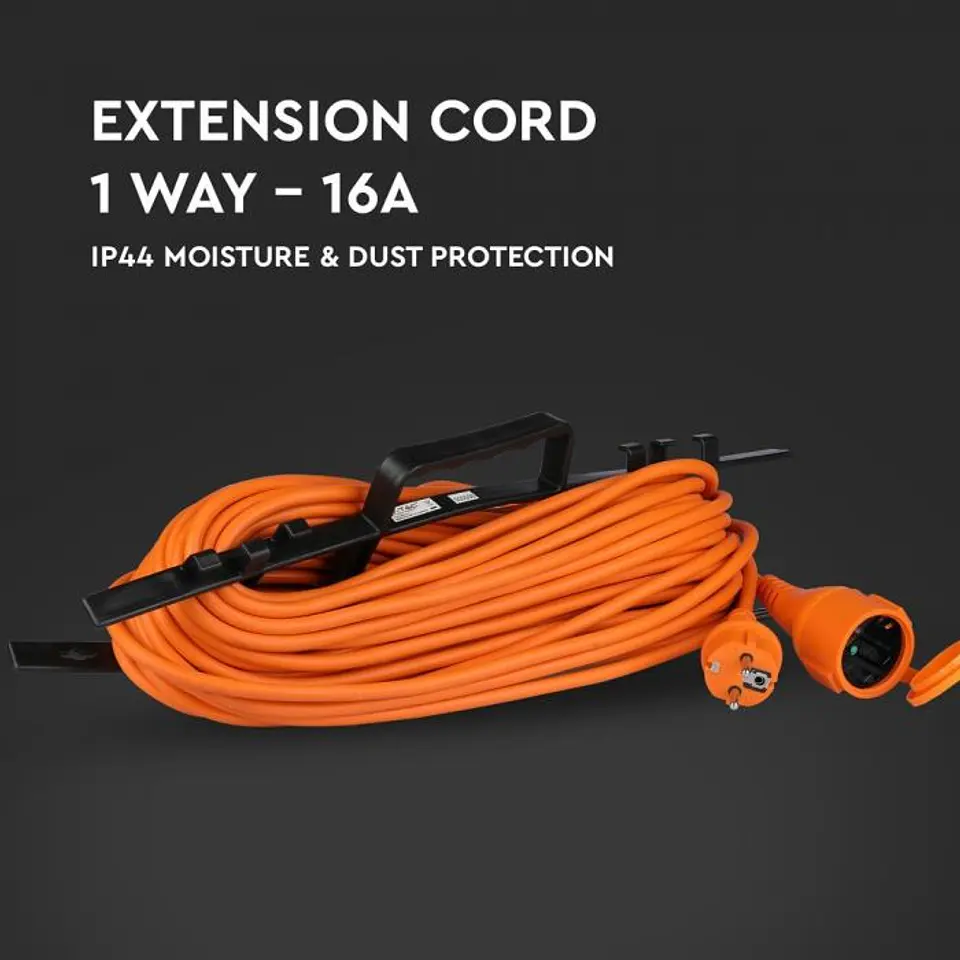 Extension cable 3G1.5mm² X 30m 1 way 16A IP44 V-TAC 3