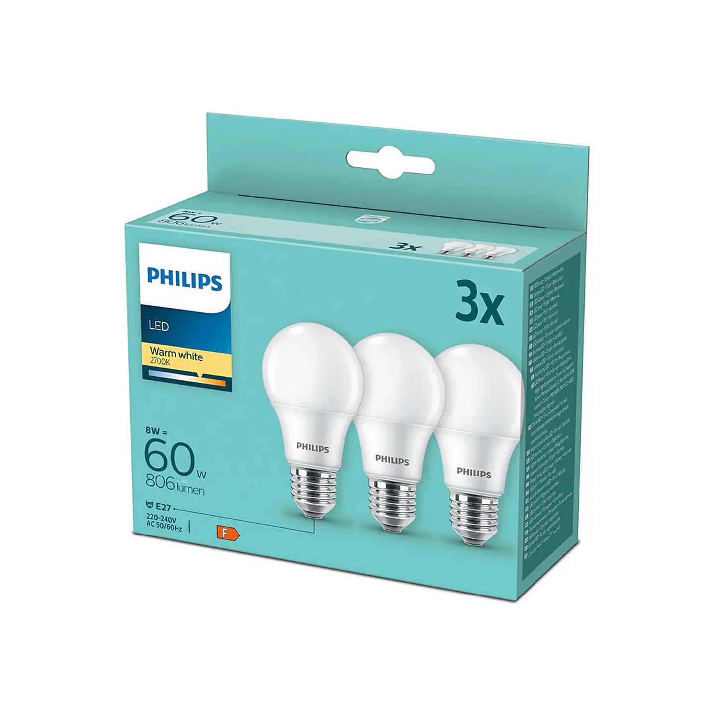 Bombilla CorePro LEDbulb ND 8-60W A60 E27 830 (PACK 3) Philips 1