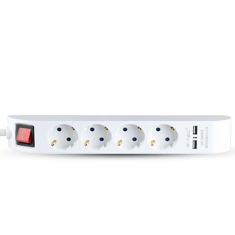 Regleta de 4 tomas con 2 puertos USB 3G1,5mm² x 1,4m V-TAC 2