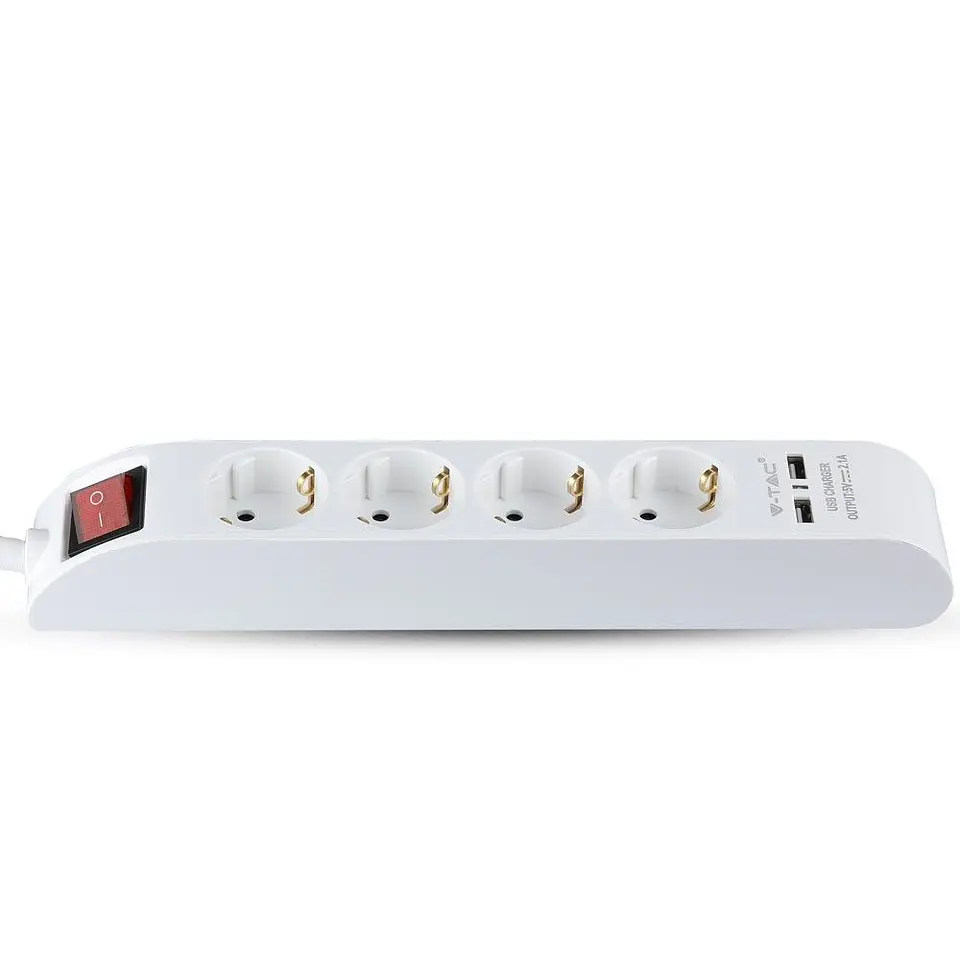 Regleta de 4 tomas con 2 puertos USB 3G1,5mm² x 1,4m V-TAC 3
