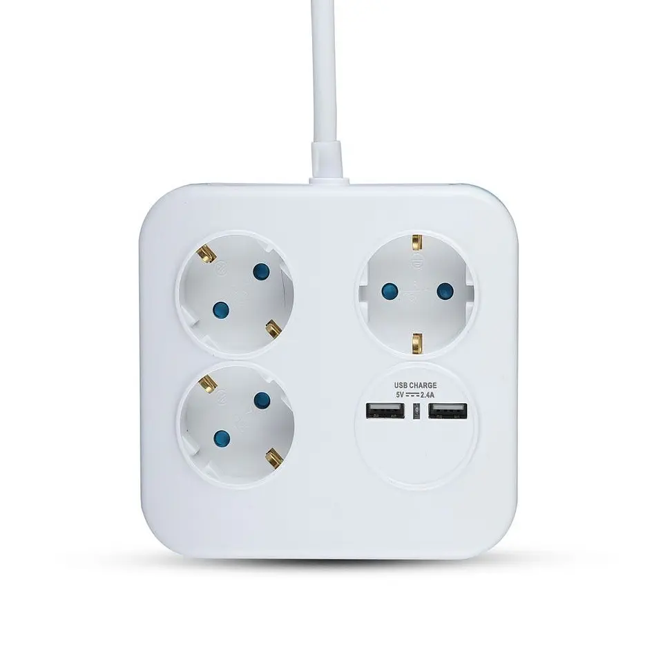 Regleta cuadrada de 3 tomas con 2 puertos USB 3G1,5mm² x 1,4 m V-TAC 2