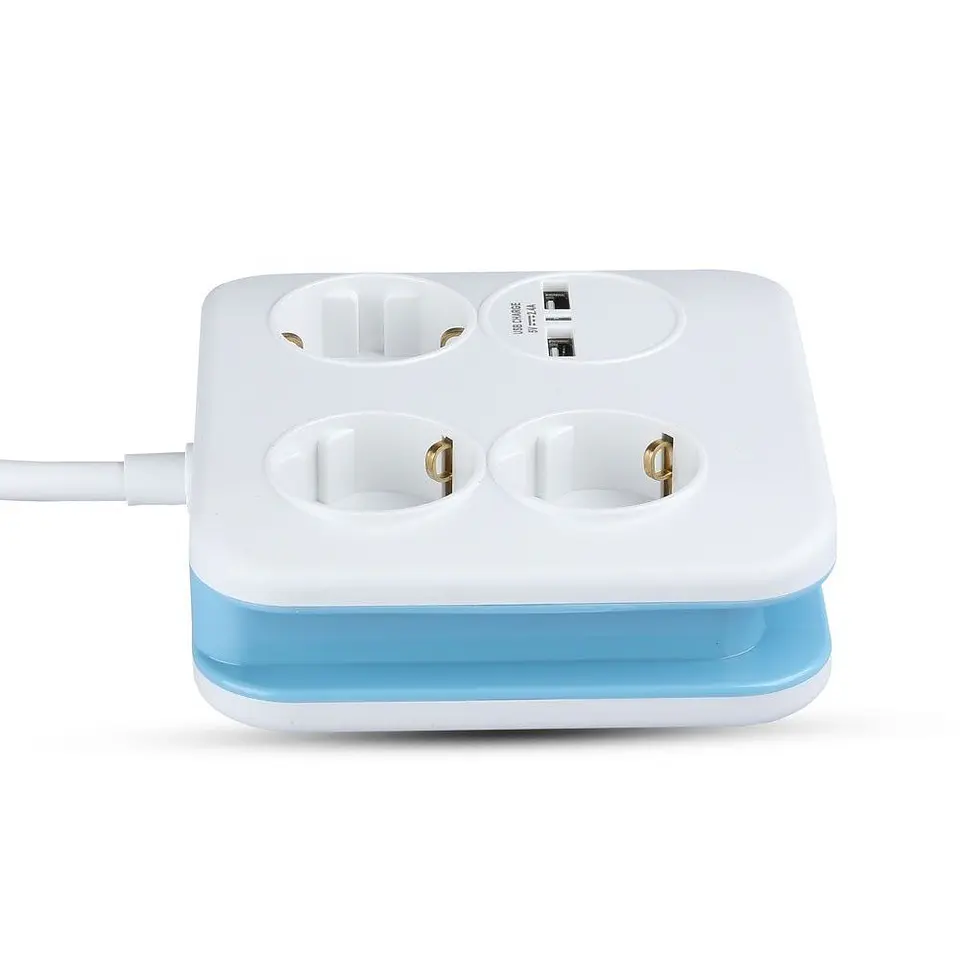 Regleta cuadrada de 3 tomas con 2 puertos USB 3G1,5mm² x 1,4 m V-TAC 3