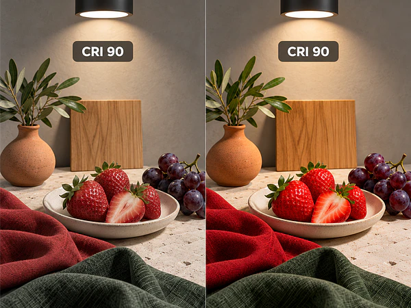 Duas lâmpadas com o mesmo CRI mostram as cores da mesma forma?