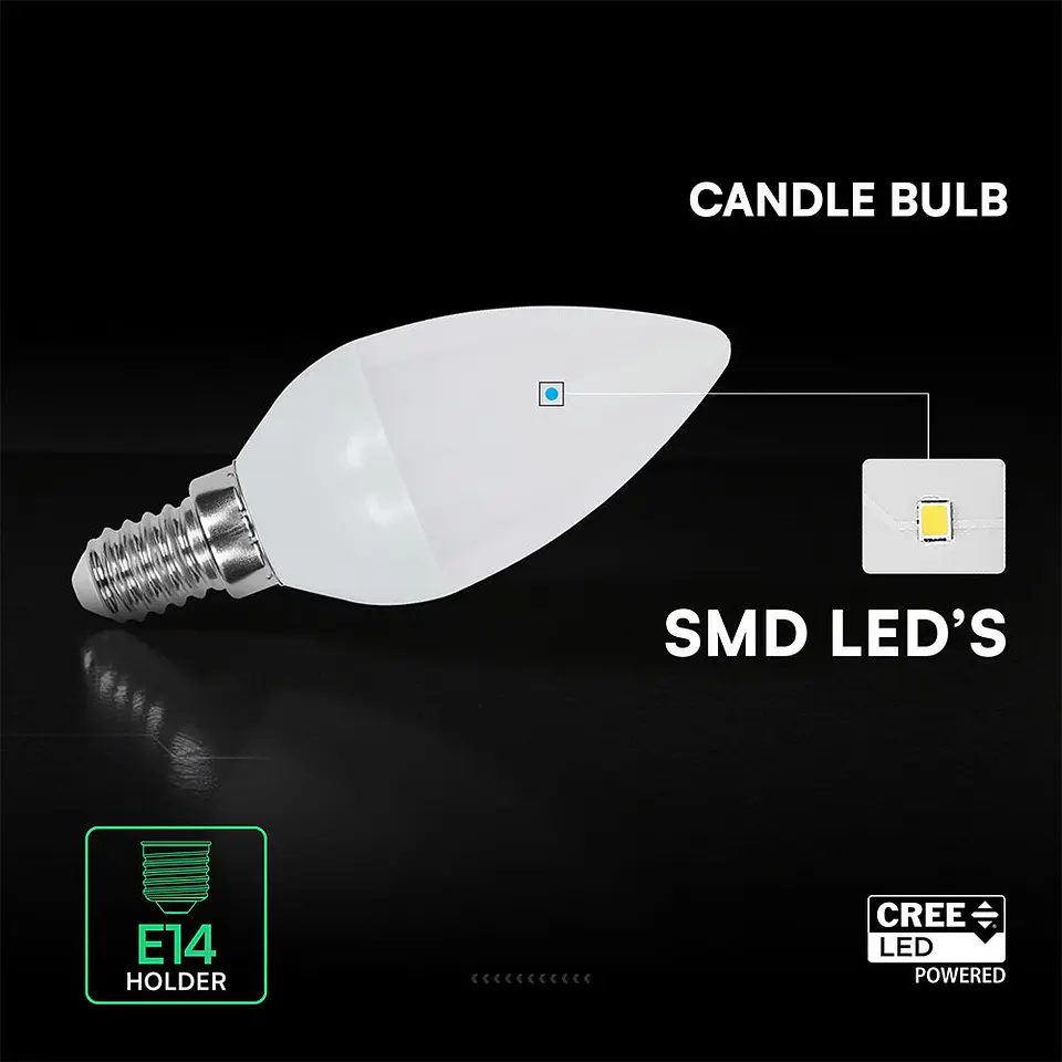 Bombilla LED vela chip CREE 4,5W 4000K E14 V-TAC 3