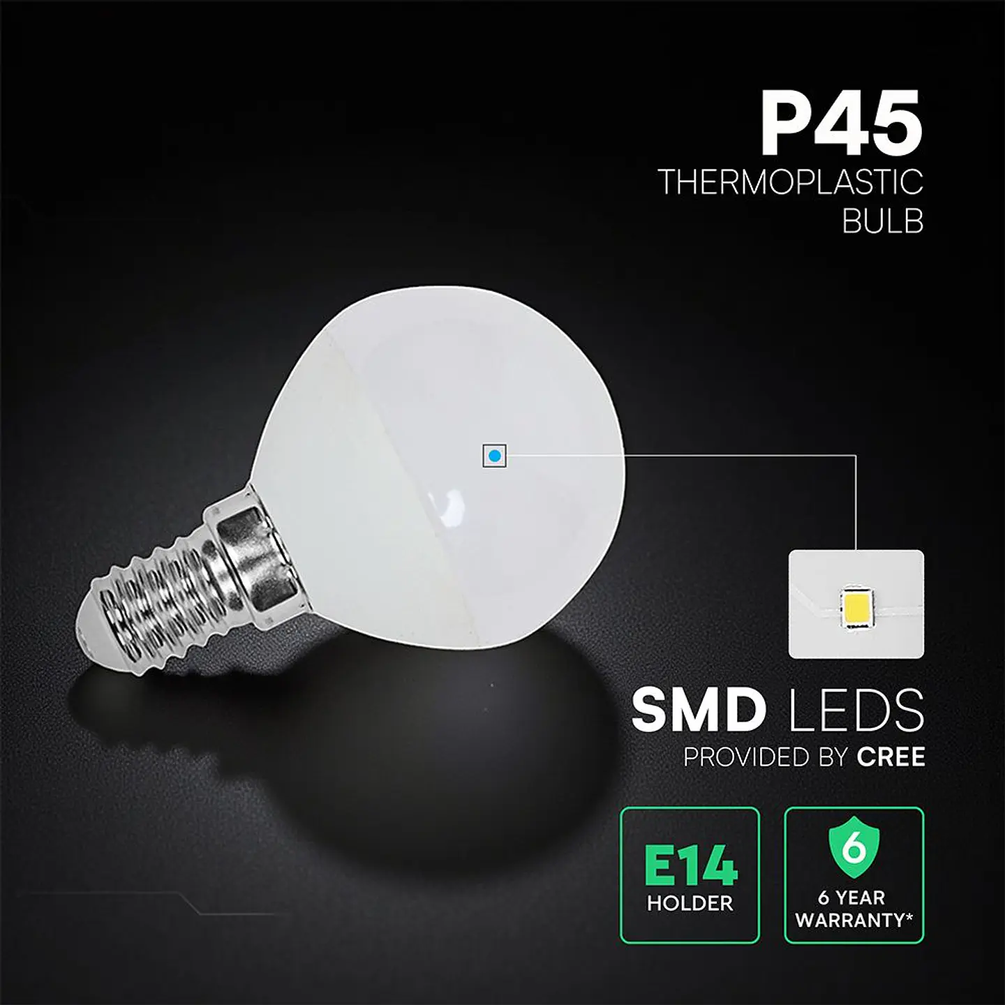 LED lamp CREE chip P45 3,7W 320LM E14 V-TAC 2