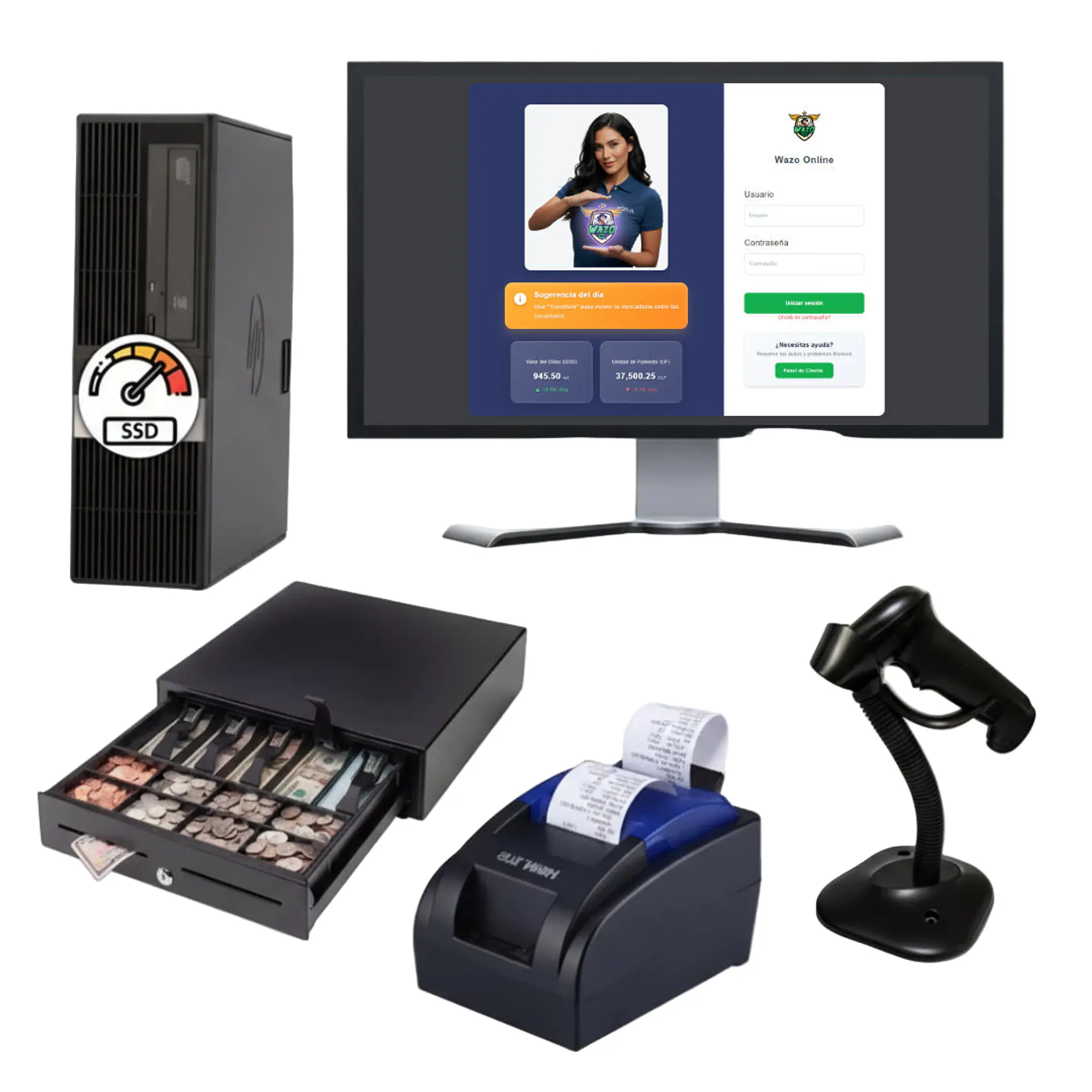 Kit Punto de Venta WAZO Retail Reacondicionado | PC Core i5 + Impresora 58mm 1
