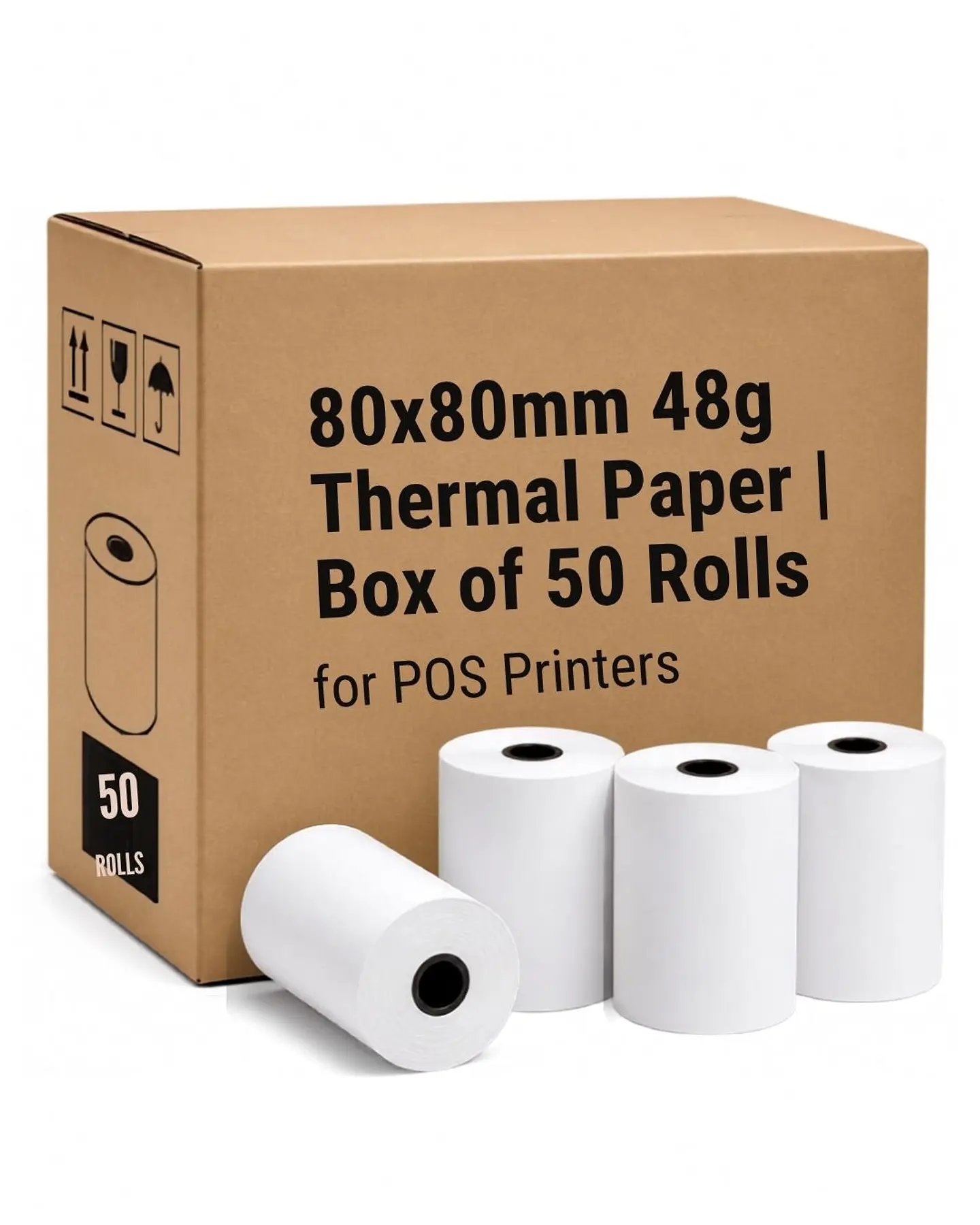 PAPEL TÉRMICO 80x80 48 GSM / CAJA 50 UNIDADES 1