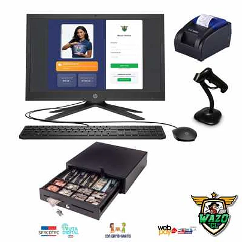 Kit Punto de Venta WAZO AIO Retail | All-in-One 23,8" con Lector de Barras