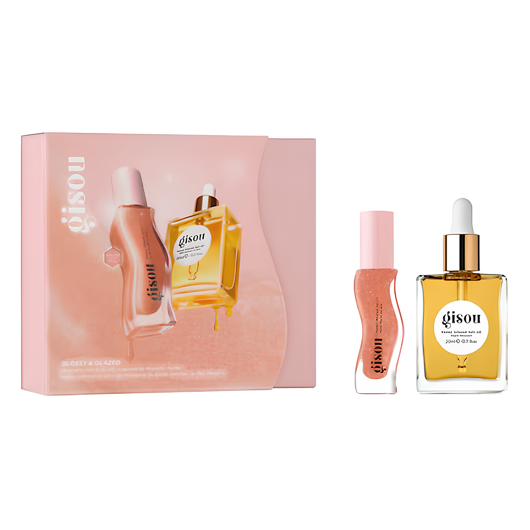 Coffret Duo Óleo Capilar e Hidratante Labial - Glossy & Glazed - GISOU 1