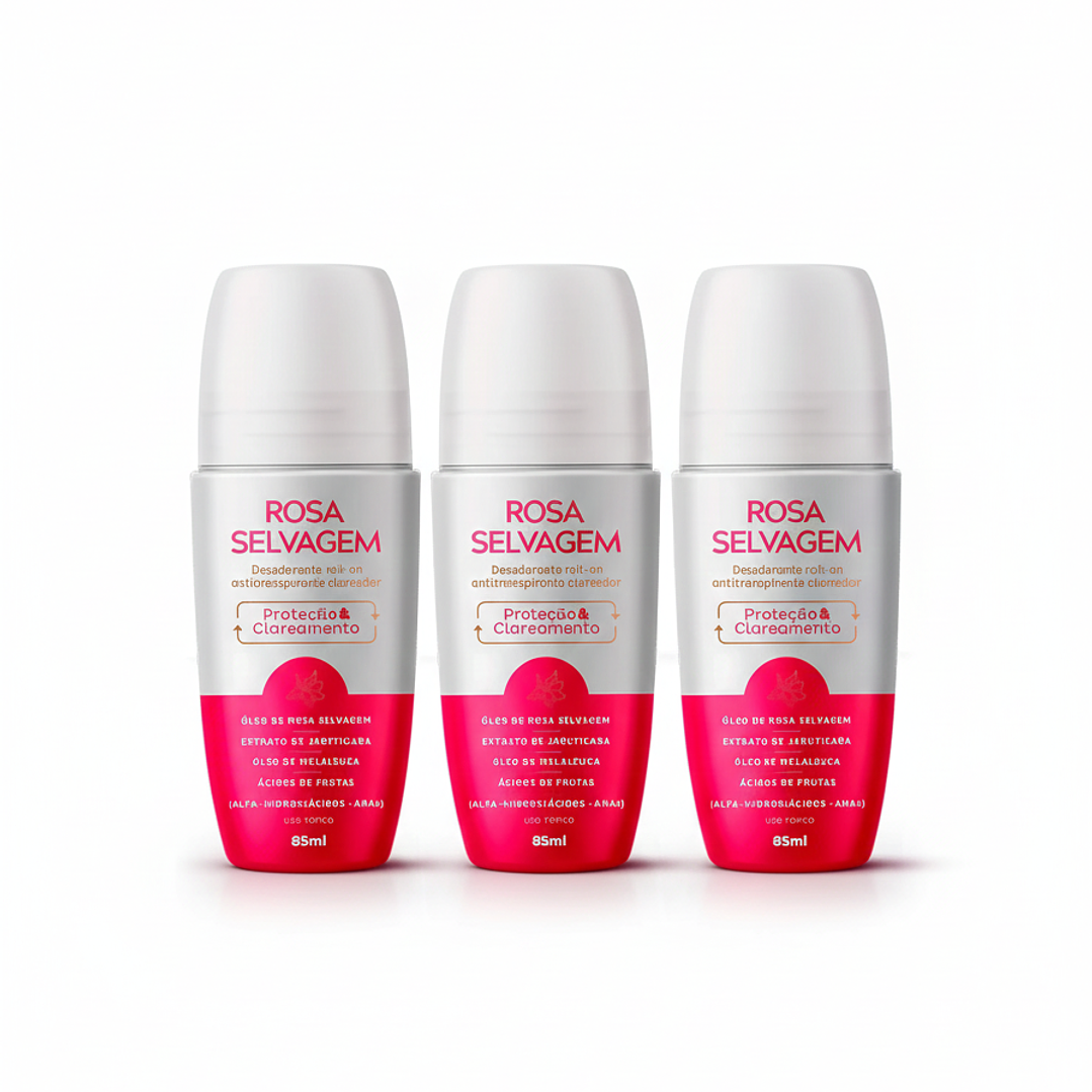 Conjunto Desodorizante Clareador - Proteção & Clareamento - ROSA SELVAGEM - 3 unid.  1