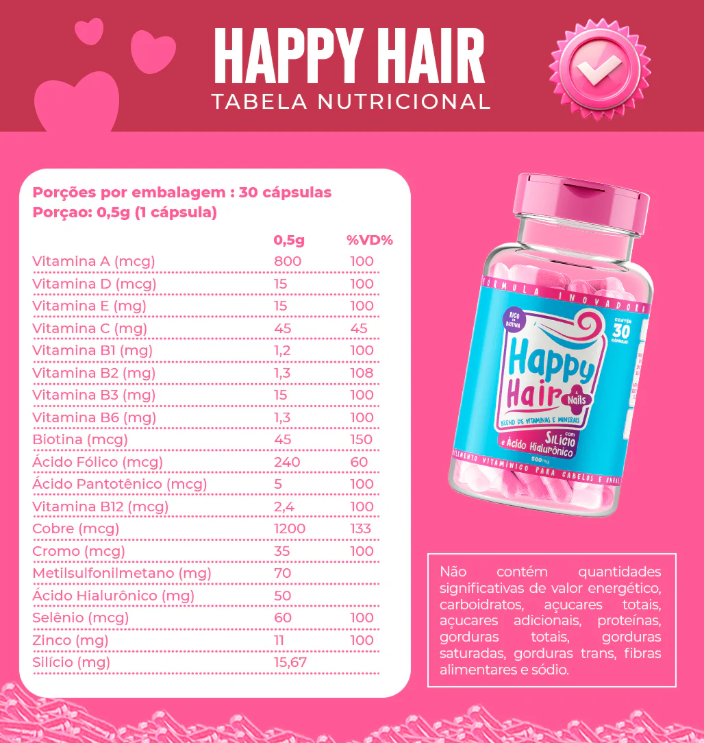 Kit Suplemento Vitamínico - Cabelos e Unhas - Happy Hair - 2 unid. 3