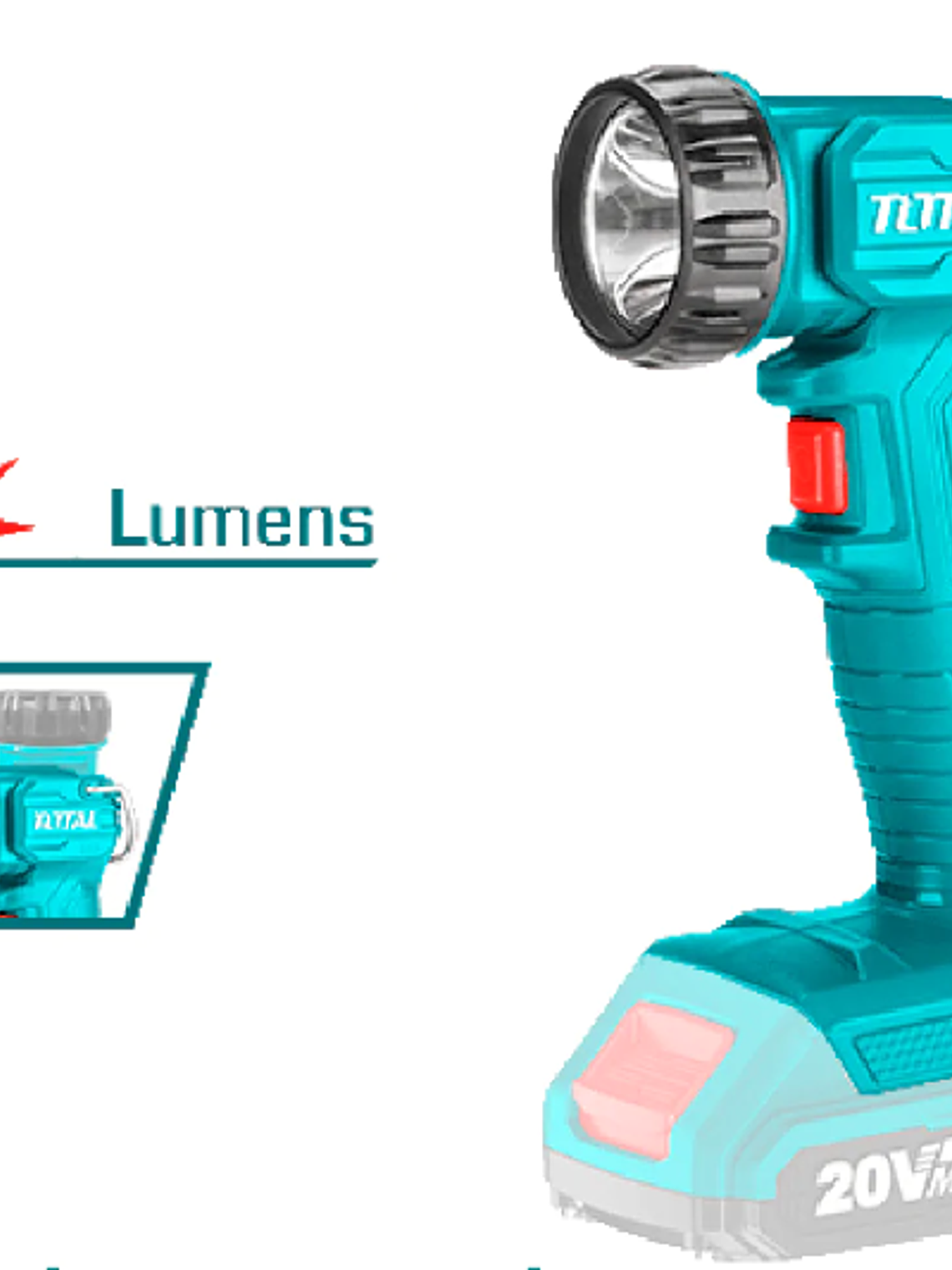 LINTERNA LÁMPARA DE TRABAJO INALÁMBRICA 1.5W 20V TOTAL 2