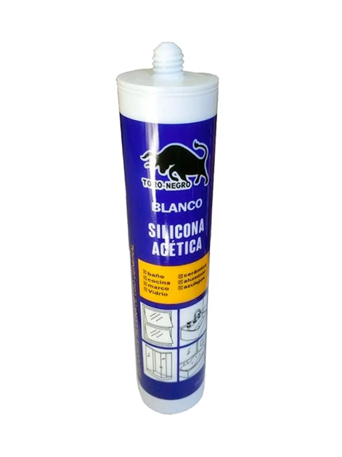 SILICONA ACETICA BLANCA 300ML TORO NEGRO 2