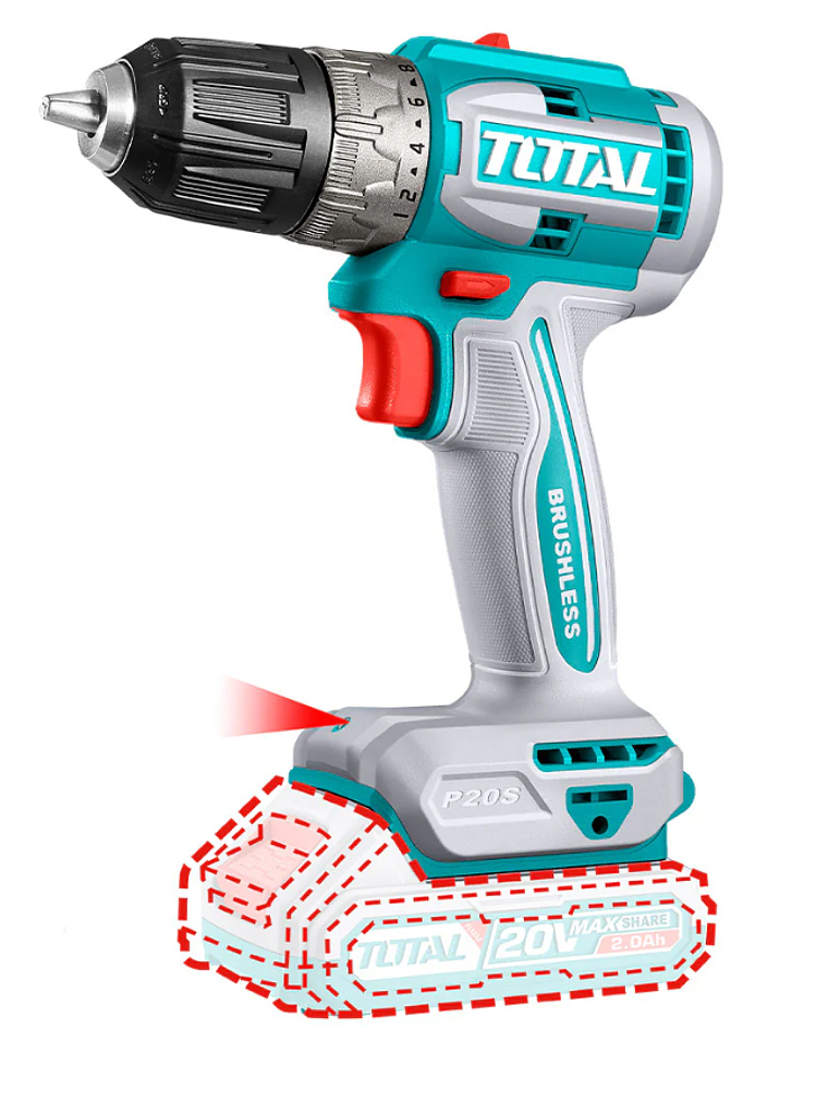 TALADRO INALAMBRICO BL MOTOR 20V 10mm de 52nm 2