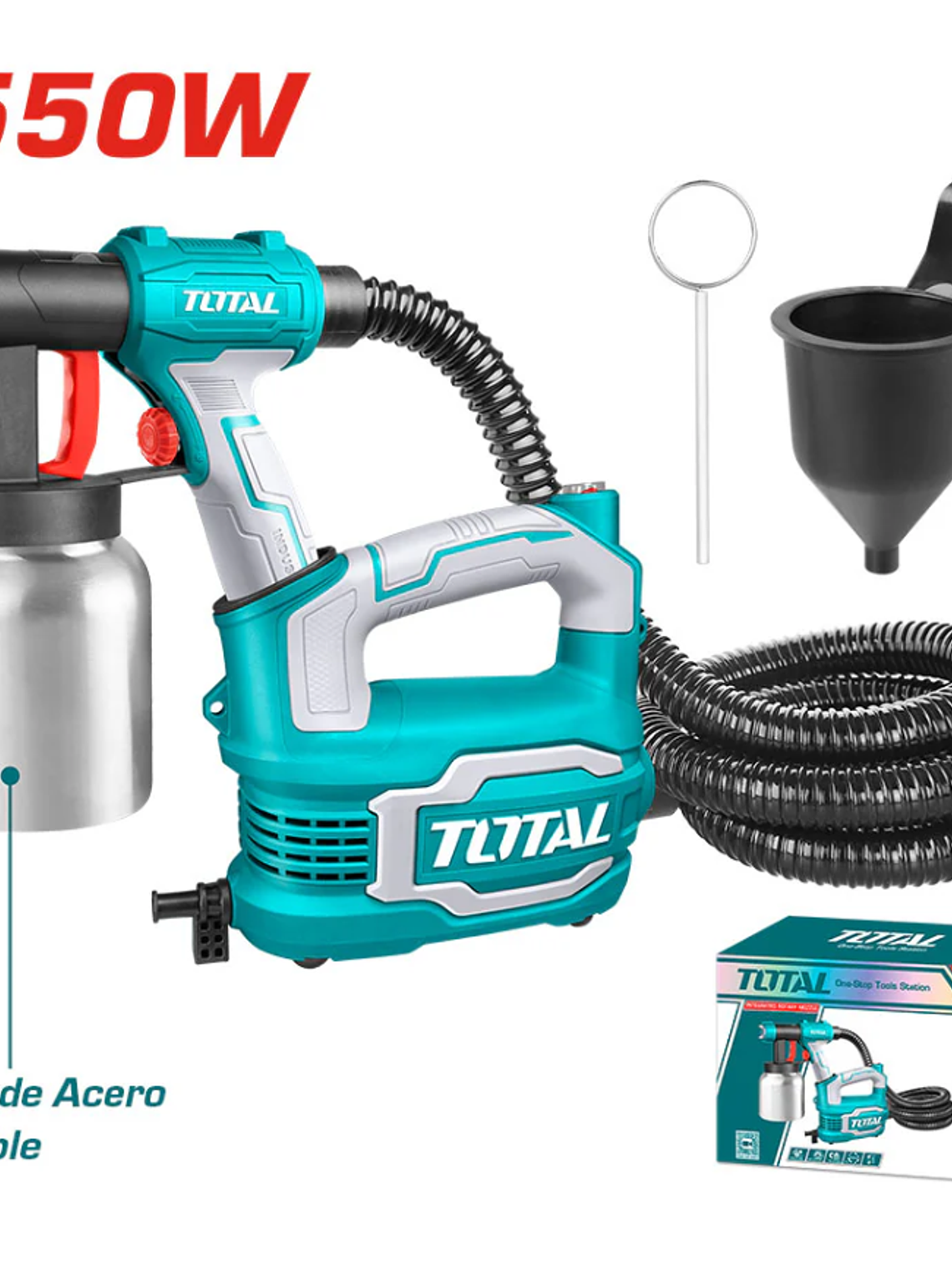 PISTOLA PINTAR ELECTRICA 550W TOTAL CON RECIPIENTE METALICO 1