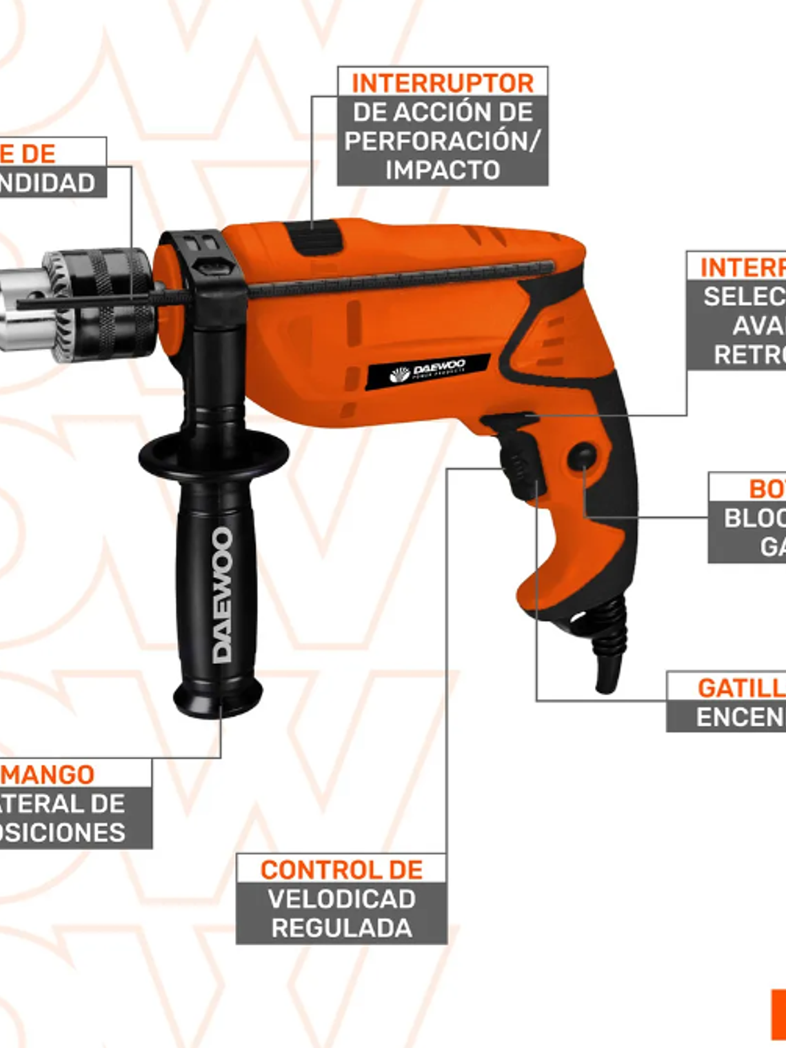 TALADRO PERCUTOR 550W DAEWOO 1