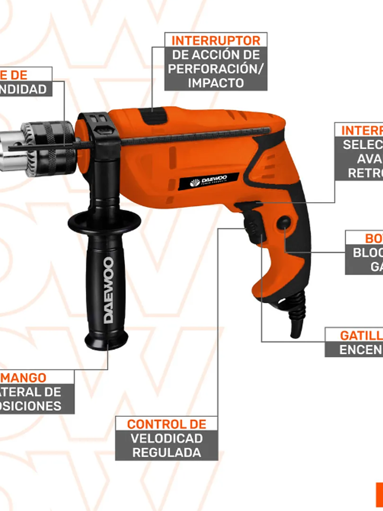 TALADRO PERCUTOR 550W DAEWOO 1