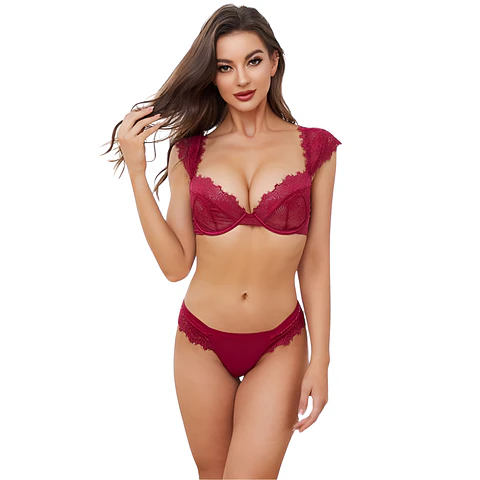 Conjunto con encaje fino