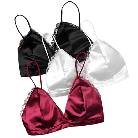 Bralette satinado con encaje 