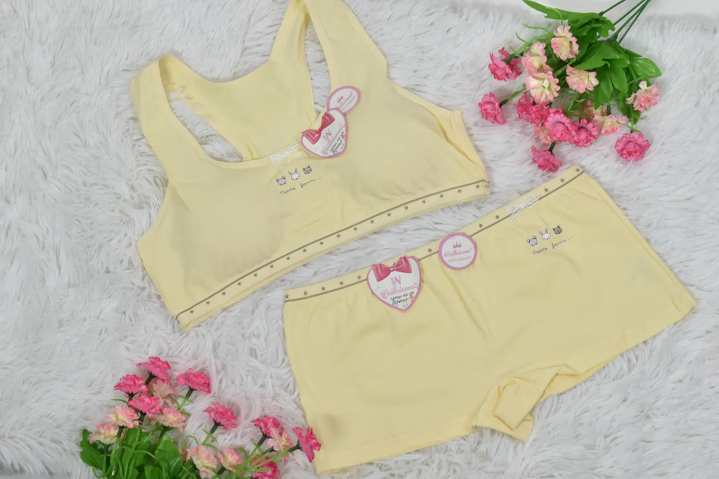 Conjunto de peto para niña de algodón  2
